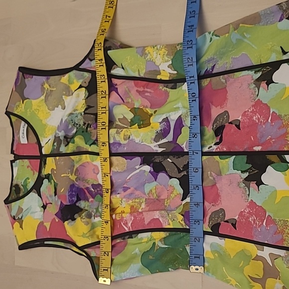 NWOT Calvin Klein Vibrant Floral Pattern Fitted Cotton Dress - Picture 5 of 12